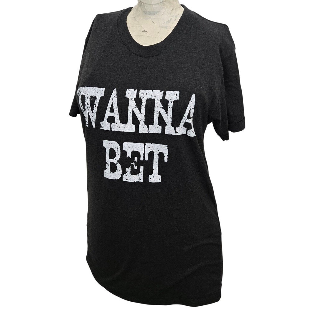 American Apparel Tri-Blend T-Shirt Sm Grey Wanna Bet Slogan OKTCO Graphic Soft